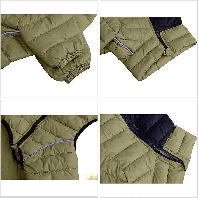 Lovelonglong Dog Coat Dog Warm Jacket, 4 Legs Covered Waterproof Windproof Reflective Warm Dog Vest, Zippered Adjustable Outdoor Dog Snow Jacket for Small Medium Large Dogs Olive Green XXL