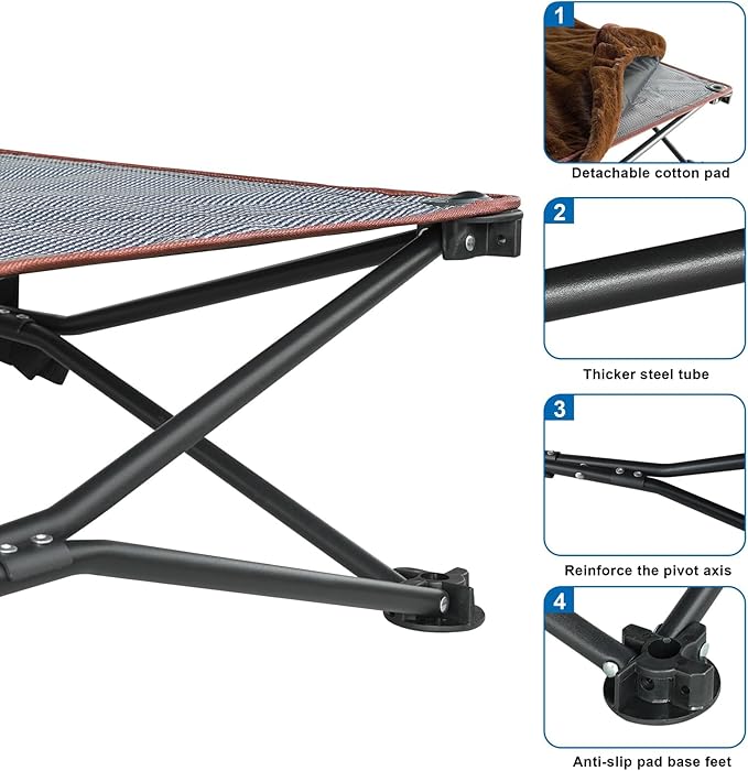 unp Outdoor Lifted Dog Bed - Pop up Dog Cot Bed for Medium Dogs, Washable Plush Cover & Carrying Bag - 26.7 x 26.7 x 10 inch Dog Camping Chair for Lawn (Brown, M)