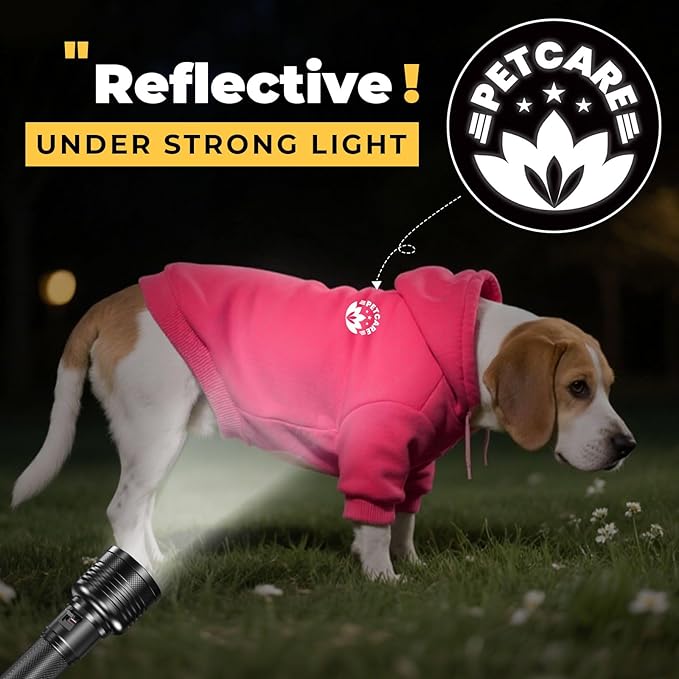 PETCARE Dog Hoodie Sweaters for Small Medium Dogs Cats Cute Soft Warm Fleece Puppy Sweaters Dog Clothes Hoodies Sweatshirt Reflective Fall Winter Chihuahua Yorkie French Bulldog Outfits, Hot Pink