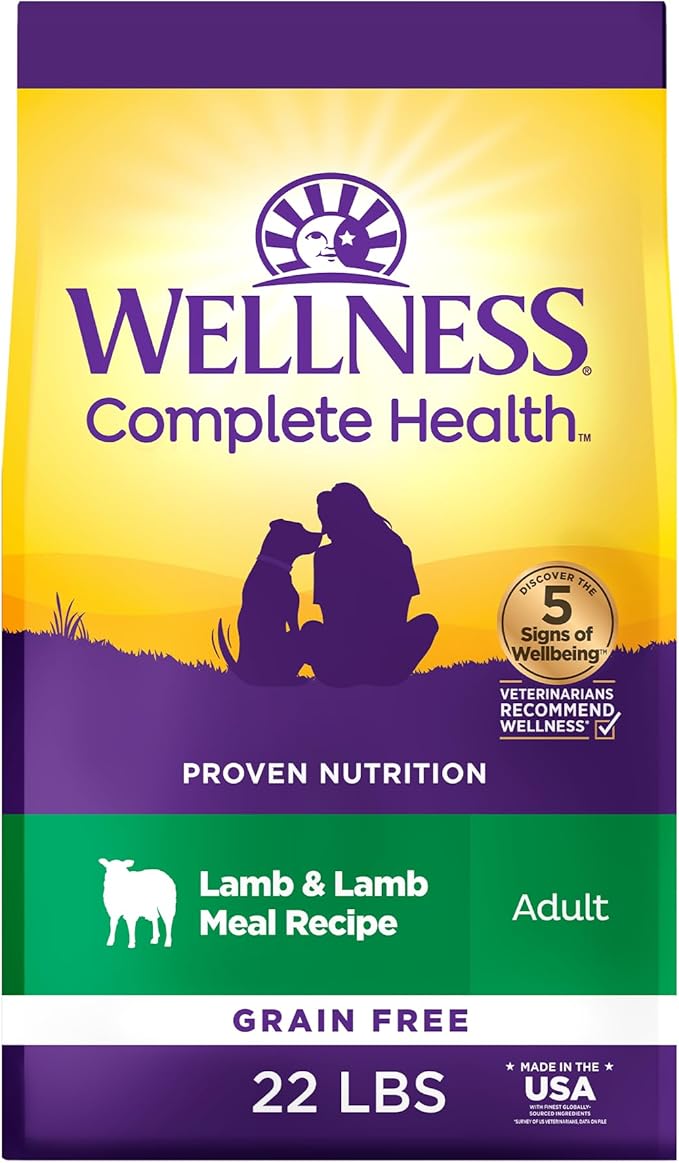 Wellness Complete Health Dry Dog Food, Grain Free, Natural, Lamb Recipe, (22-Pound Bag)