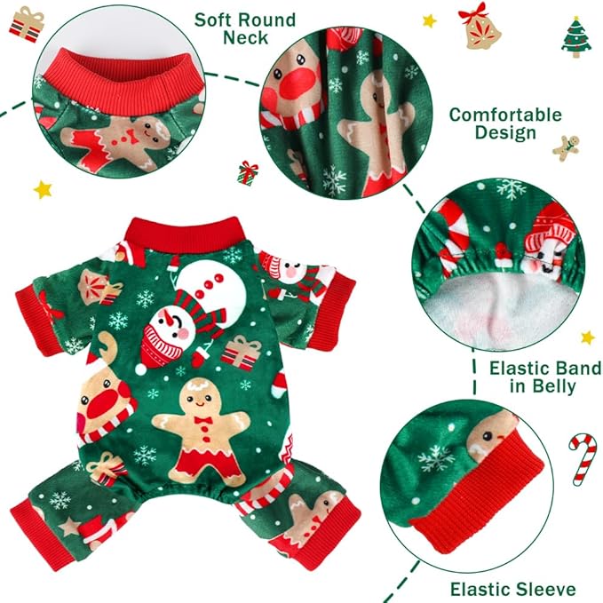 Dog Pajamas Soft Lightweight Dog Onesies Outfit Clothes for Small Medium Large Puppy Pjs for Pet Boys Girls Dogs Cats (XXL (Back: 17.8",Chest: 22.8", Neck: 13"), Christmas)