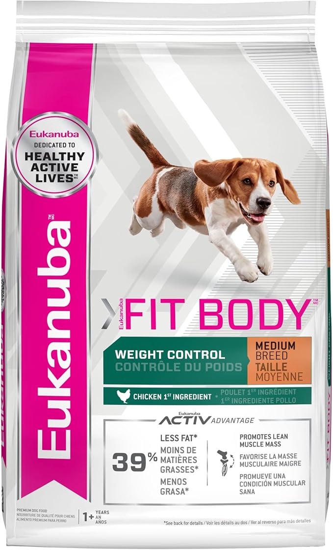 Eukanuba Fit Body Weight Control Medium Breed Dry Dog Food, 15 lb
