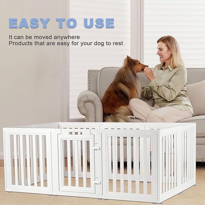 Clear Dog Play Pen,Pet Playpen with Door,Easy to Clean and Install Puppy pens for Both Indoor and Outdoor use (White, 23.6" Height, 12)