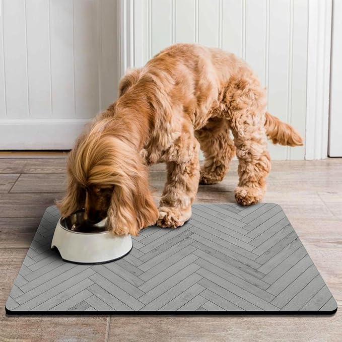 Dog Food Mats for Floors Absorbent, Pet Cat Food Mat - Quick Dry Dog Bowl Mats for Food and Water, Eco-Friendly Boho Pet Supplies