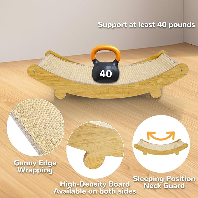 Multi - Functional Wooden Cat Scratcher Bed & Lounge: Durable Sisal Scratching Post for Indoor Cats, All - in - One Furniture Protector with Comfortable Napping Space