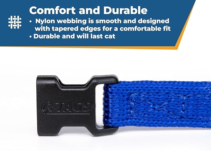 GoTags Personalized Cat Collars with Breakaway Safety Release Buckle, Custom Embroidered Cat Collar with Pet Name and Phone Number, Adjustable Nylon ID Collar with Bell for Cat or Kitten (Pack of 1)