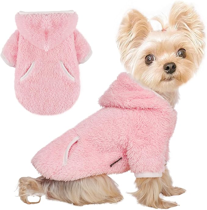 Dog Sweater Dog Winter Clothes for Small Dogs Boy Girl Pet Hoodies Puppy Cold Weather Coats Fall Doggie Sweatshirt for Chihuahua Yorkie Cat Sweater Costumes (Pink, X-Small)