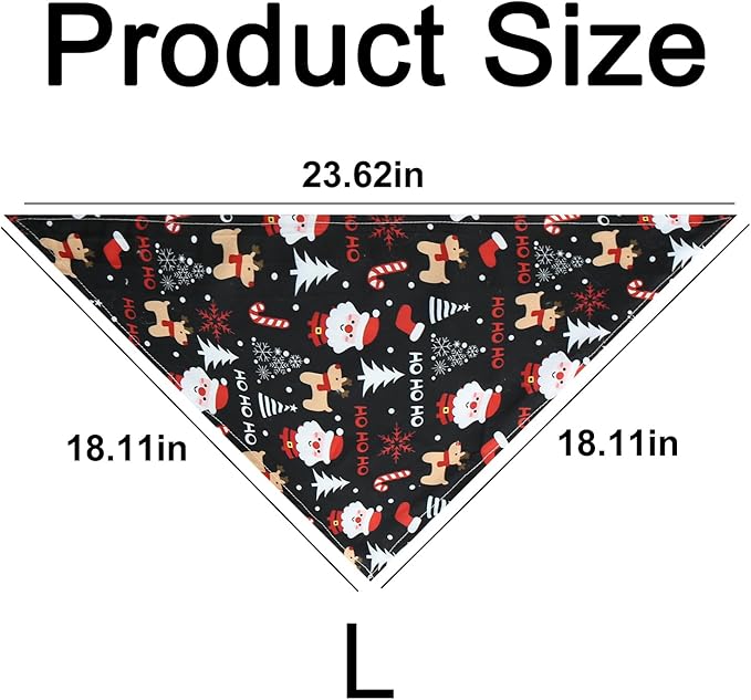 4 Pack Dog Bandana Christmas Scarf Bibs Kerchief Set Pet Christmas Costume Xmas Holiday Bandanas for Medium Large Dogs Pets (Large)