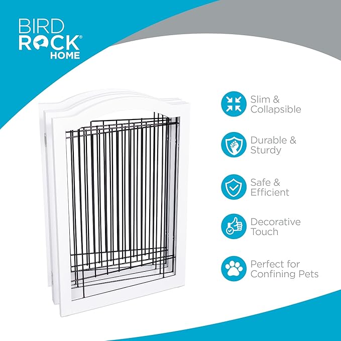 Internet's Best Wire Dog Gate with Arched Top - 4 Panel - 30" Tall - White