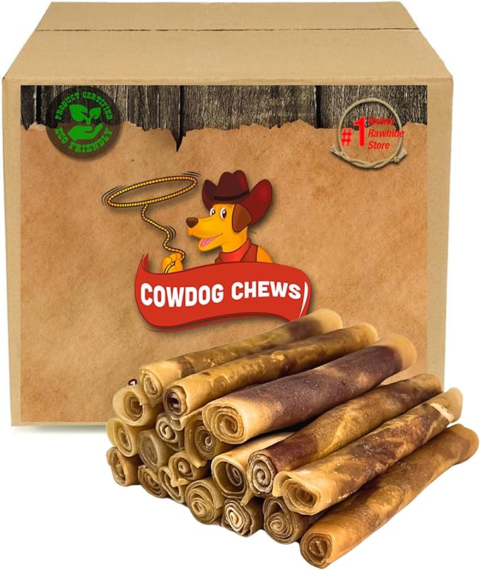 Cowdog Chews Rawhide Gourmet Meaty Rolls 7-8" (20 Count) – Premium Dog Treats with Savory Beef Filling, Long-Lasting Chew for Aggressive Chewers, High-Protein, Natural Ingredients