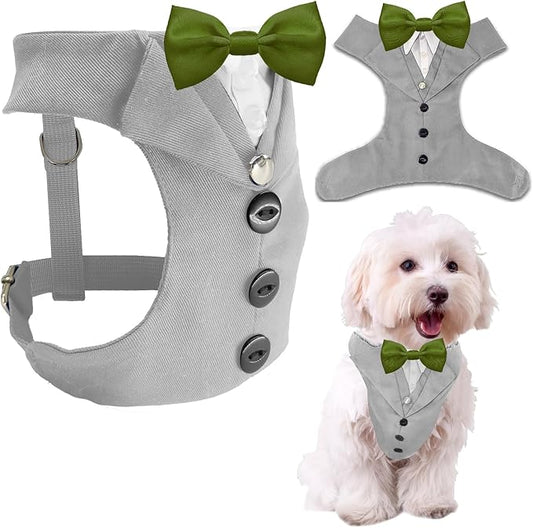 AVERYDAY Dog Tuxedo for Wedding Outfit, Dog Suit and Tie Costumes for Birthday, Halloween, Cosplay, Christmas Party, Pet Formal Wear with Bowtie, Tux for Small Dogs, Chihuahua, Bichon, Maltese, Cats