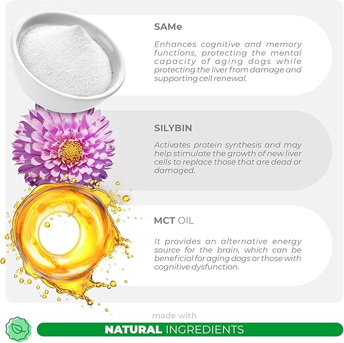 Same for Dogs - 90 Soft Chews - S-Adenosyl-L-Methionine, Liver Supplement - Brain Health, Promotes Cognitive Support, Liver Support (Same & Silybin Soft Chews)