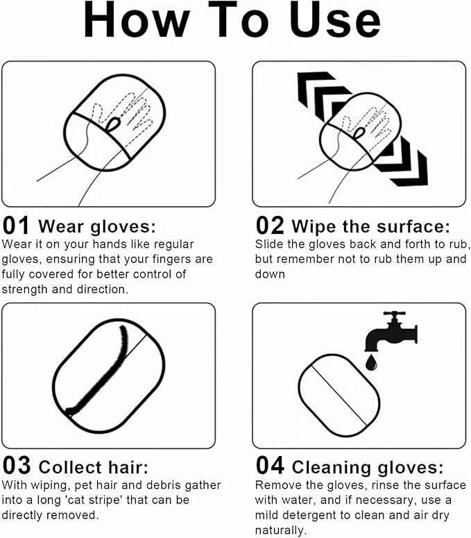 Pet Hair Removal Glove Reusable Anti Static Pet Fur Remover Glove for Furniture Clothes Bedding and More for Dogs and Cats Multi Surface Hair Cleaner Tool (1 pcs)