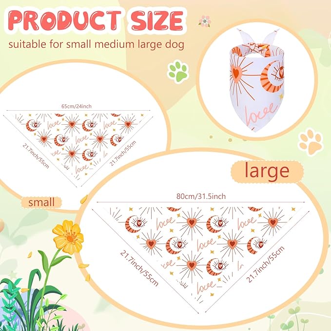 Amylove 50 Pcs Dog Bandanas Bulk Fall Puppy Floral Dog Bibs Holiday Washable Scarf Pets Triangle Head Scarfs Bandanas Pet Costume Outfit(Flower,Large)