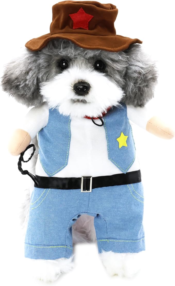 NACOCO Halloween Cowboy Dog Costume - Pet Clothes Costumes with Hat for Dog and Cat Blue(M)