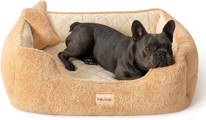 Cooling Orthopedic Dog Bed for Small Dogs, Puppies & Cats - Fluffy Comfort Pet Bed w/Memory Foam, Dog Pillow, Non-Slip Bottom & Durable Zipper. Crate Pad w/Chew Proof, Washable & Waterproof Cover