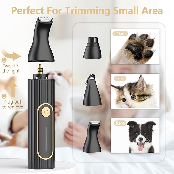 Dog Clippers for Grooming for Heavy Thick Hair&Coats,Low Noise Hair Trimmer,Rechargeable Cordless Pet Shaver, Dog Grooming Kit with Paw Trimmer Nail Grinder for Small Large Dogs