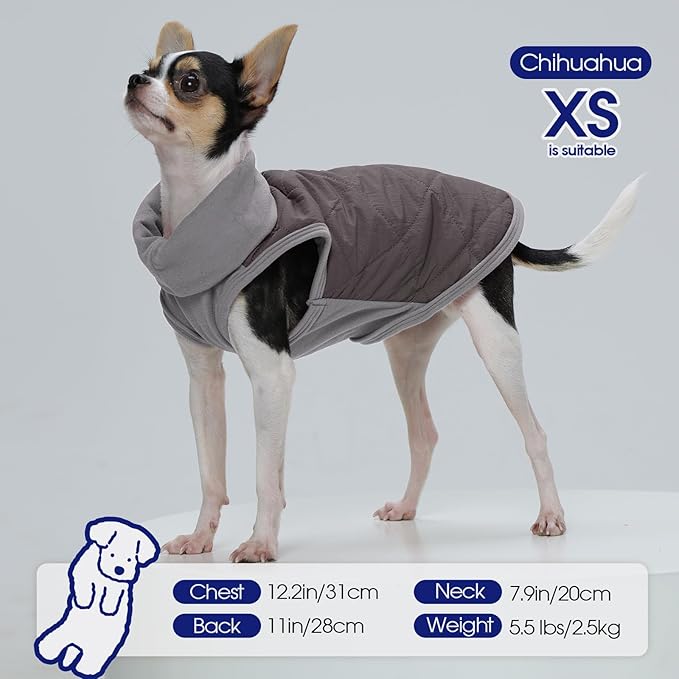 FUAMEY Dog Fleece Jacket for Large Dogs,Dog Winter Vest Lightweight Dogs Coat Pullover Breathable Pet Turtleneck Jackets Windproof Water Resistant Vests Warm Puppy Snowsuit Brown XL