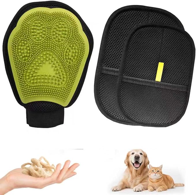 Pet Hair Remover Gloves Bath Brush Gentle Shedding Brushes,Pet Hair Remover Tool for Carpet, Curtain, Clothing, Couch, Car Seat (3PCS)