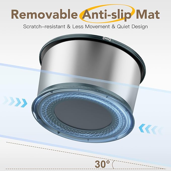 4.5L/1.2Gal Dog Water Bowl, No Spill Stainless Steel Slow Water Bowl for Medium Large Dogs, Large Capacity Splash Proof Slow Drinking Water Bowls with Anti-Slip Mat for Mess Drinkers, Green