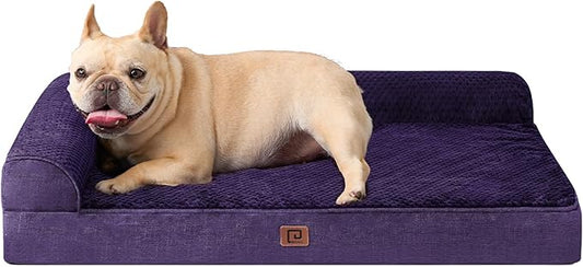 EHEYCIGA Memory Foam Dog Bed Medium Sized Dogs, Waterproof Dog Bed Orthopedic with Washable Removable Cover, Non-Slip Pet Bed Couch for Crate, 30x20x6 Inches, Purple