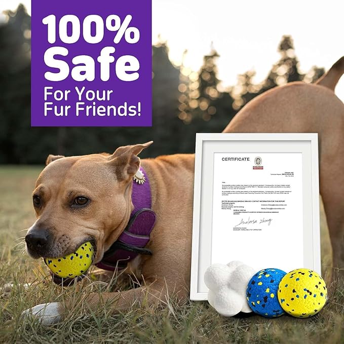 3.9'' Dog Balls Tennis Ball for Aggressive Chewers, Atom Teething Balls Dog Chew Toys for Large Medium Small Dogs and Puppies, 3 Pack