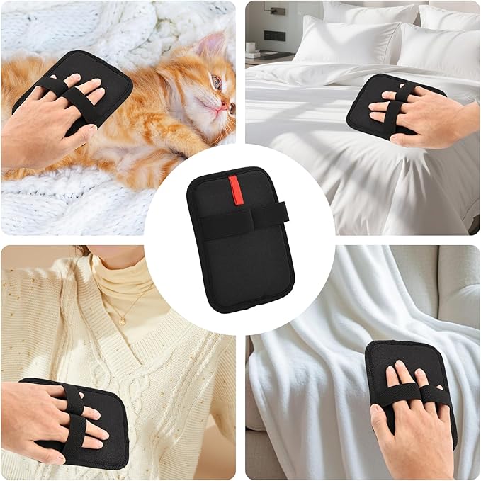 Static Removal Gloves for Pet Hair, Reusable Double-Sided Grooming Gloves, Cleans All Surfaces Easily, Suitable for Sofas,Clothes, Car Detailing, Carpets, Beds, Bedding, Furniture (Black)