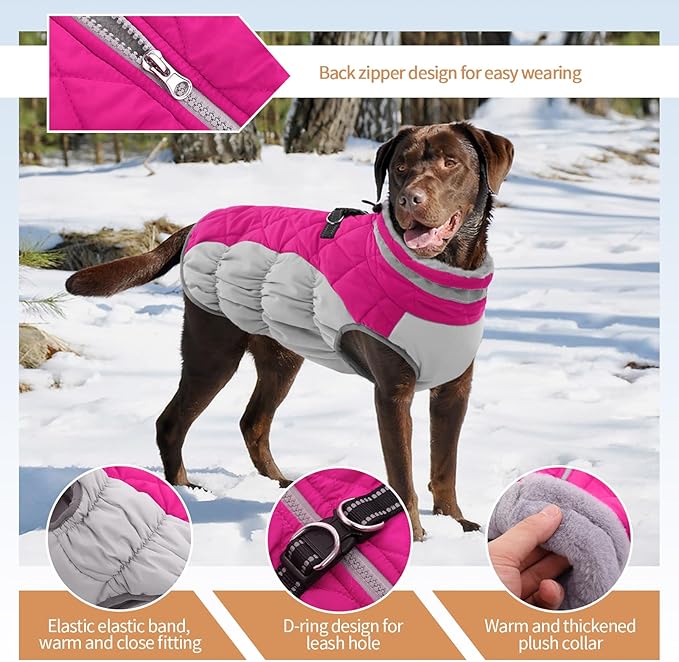Dog Winter Jacket Cozy Reflective Waterproof Windproof Warm Pet Garment,Comfortable Cold Weather Fleece Apparel Outfits with Zipper Closure for Small Medium Large Dogs Puppy Walking,X-Small