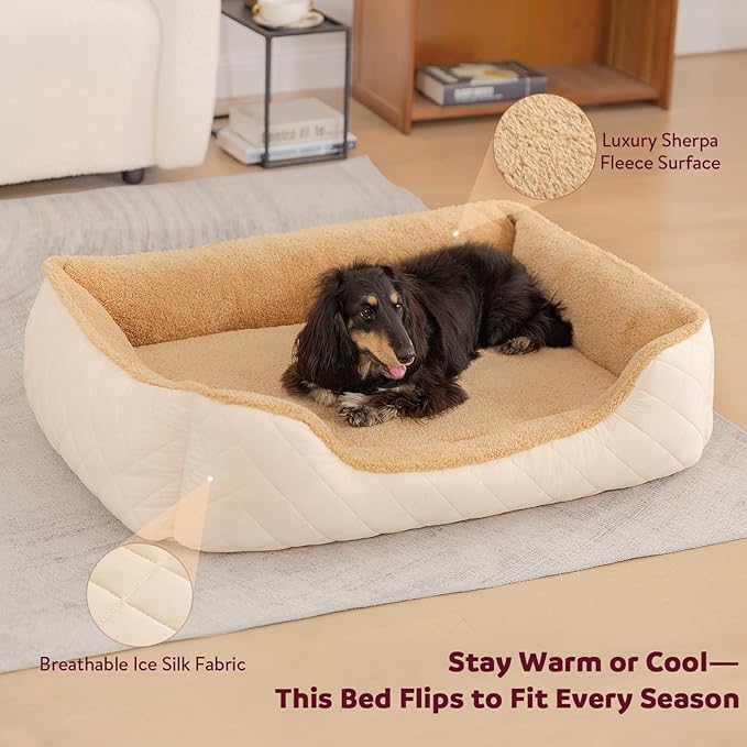 Orthopedic Dog Bed Medium Size Dog - Cooling Pet Bed w/Comfort Memory Foam, Indestructible & Waterproof Design, Non-Slip Bottom & Durable Zipper. Chew Proof Crate Mat w/Washable Cover & Pillow