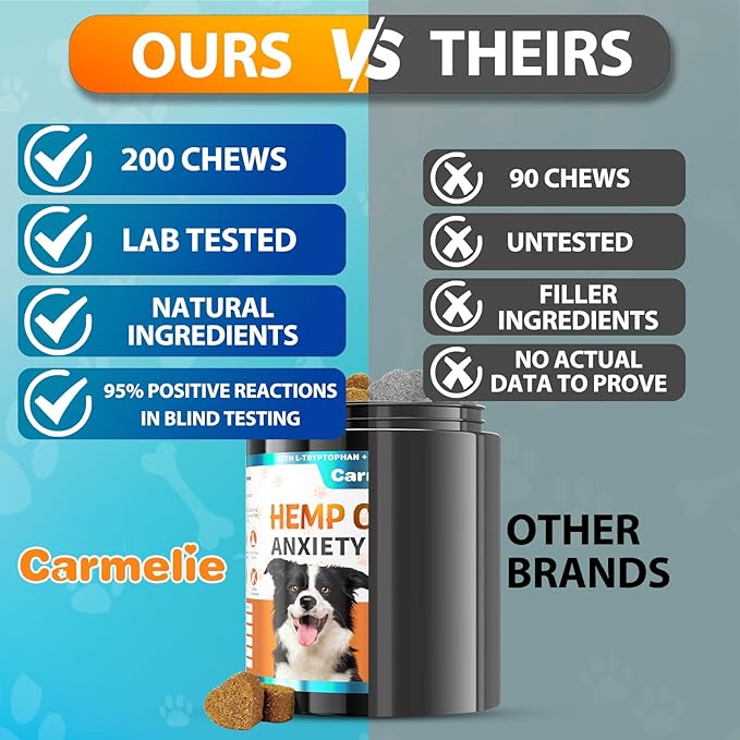 Hemp Calming Chew for Dog - 200 Chews Dog Calming Treats -Dogs Anxiety & Stress Relief Valerian Root Chamomile Melatonin for Separation, Barking, Stress & Slee- Chicken Flavor