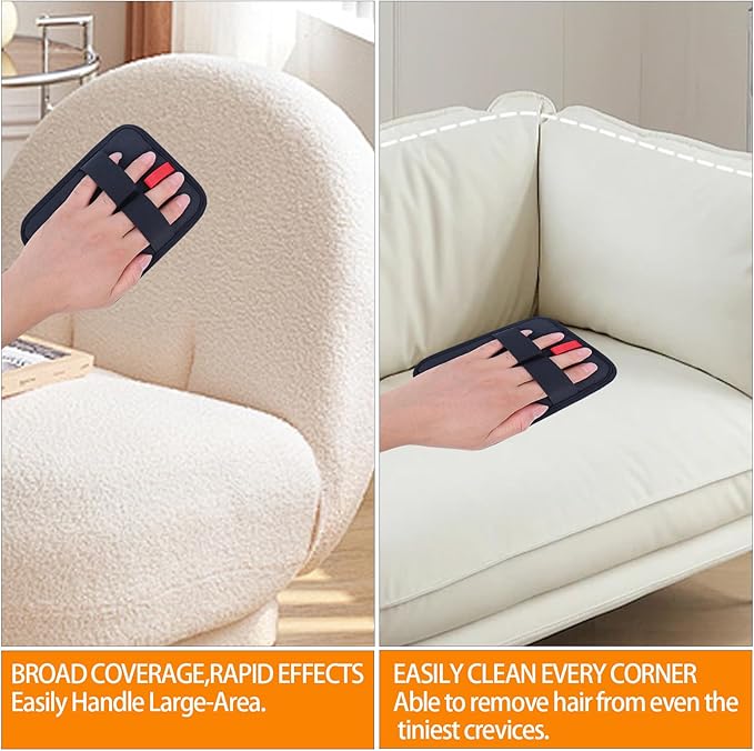 Pet Hair Removal Gloves, 2 Pack, Reusable Static Tech Grooming Mitts for Cats and Dogs, Washable Fur Remover for Furniture, Carpet, Car Seats