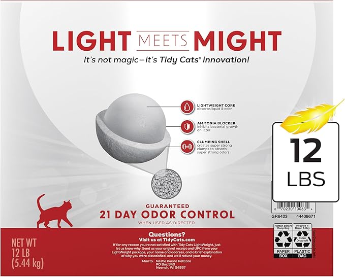 Purina Tidy Cats Lightweight, Low Dust, Clumping Cat Litter Odor Control 24/7 Performance Multi Cat Litter - 12 lb. Box