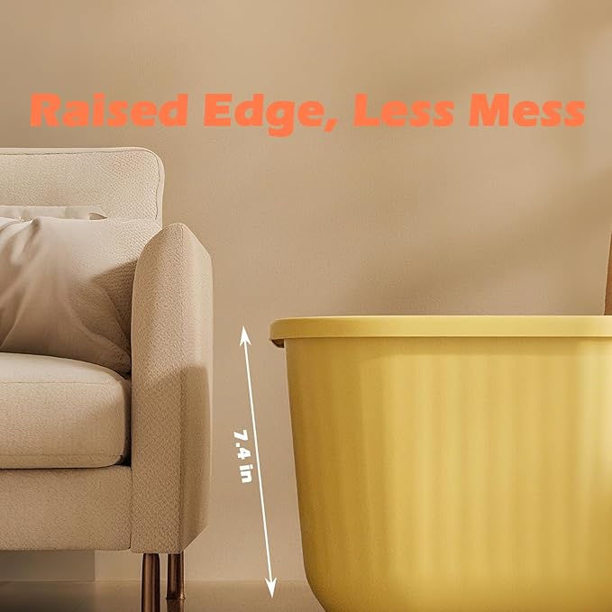 Extra Large Cat Litter Box with High Sides,Anti-Splashing Cat Litter Pan,Jumbo XL Kitty Litter Box with Anti-Leakage Top Low Entry for Indoor Big Cats,Multi-Cats & Senior Cats (White)