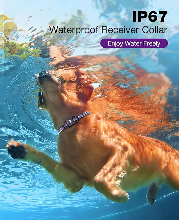 Bousnic Dog Shock Collar - 3300Ft Training Collar with Remote for 5-120lbs Small Medium Large Dogs Rechargeable Waterproof e Collar with Beep (1-8), Shake(1-16), Safe Shock(1-99) Modes (Lightpurple)