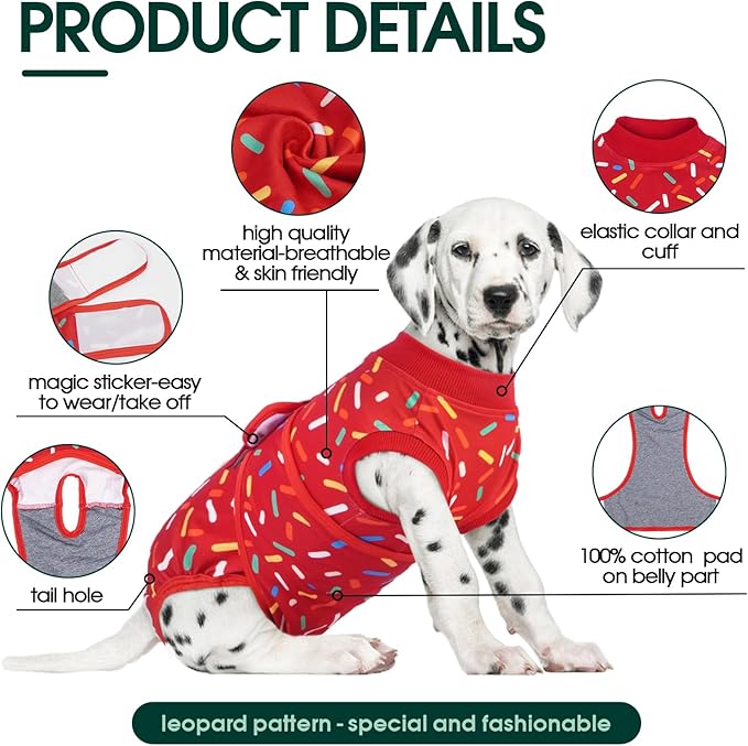 Kuoser Dog Recovery Suit for Female Male Dogs, Post-Surgery Bodysuit for Spay Neuter, Dog Onesie After Surgery, Anti-Licking Pet Surgical Recovery Suit