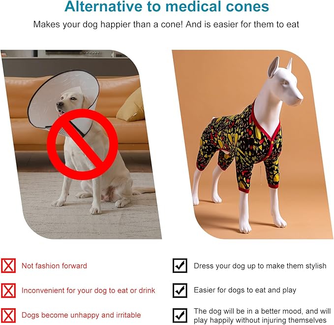 LovinPet Giant Dogs Pajamas Onesies, Big Dog Onesie Post Surgery Wear, PJS for Pitbulls, Lightweight Pitbull Dog Pullover Pajamas, Full Coverage Dog Pjs, Black Taco Print, Pitbull Clothes, Medium