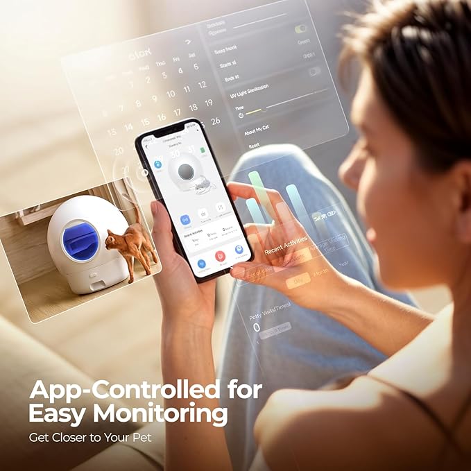 Upgraded Self Cleaning Litter Box, KungFuPet S2 Automatic Cat Litter Box Self Cleaning for Multi Cats, Large Automatic Litter with Safety Protection, Odor Removal, Smart APP Control Robot Litter White