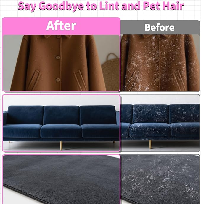 Pet Hair Removal Glove for Dogs & Cats, Newly Upgraded Reusable Electrostatic Pet Hair Gloves, Pet Hair Remover Tool for Clothing, Couch, Carpet, Car Seat（Pink）