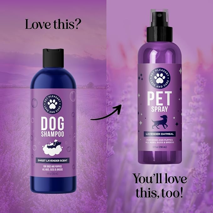 Soothing Oatmeal Shampoo for Dogs - Cleansing and Moisturizing Aloe & Oatmeal Dog Shampoo for Smelly Dogs of all Ages & Breeds - Gentle Sulfate and Paraben Free Dog Wash Made in USA (Lavender Vanilla)