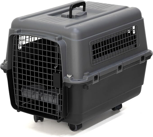 SportPet Designs Plastic Airline Approved Kennels Wire Door Travel Dog Crate, Medium