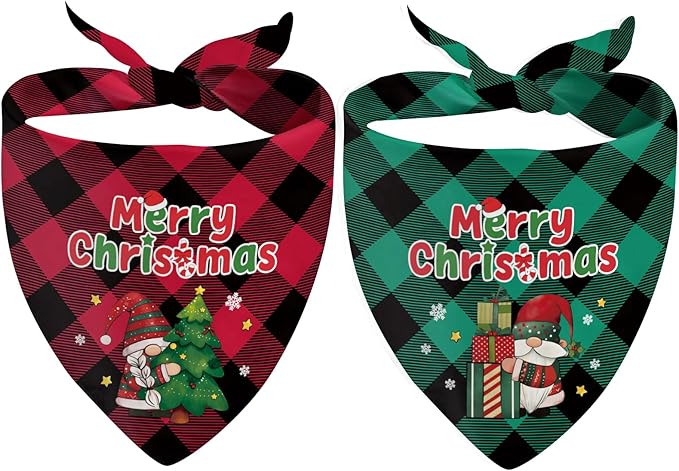 Christmas Dog Bandanas 2 Pcs, Pet Scarf for Dog Girl, Cute Triangle Puppy Scarf Kerchief Bandana Small Medium Pet Dogs On Xmas, Christmas Father Xmas Tree Print Gifts for Dogs Lovers