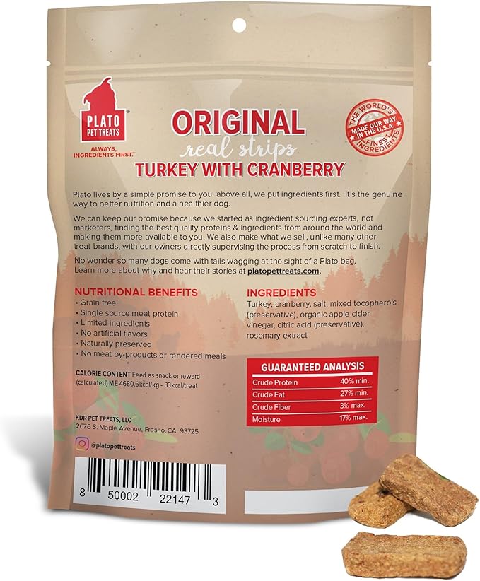 Plato Original Real Strips Turkey & Cranberry 6oz