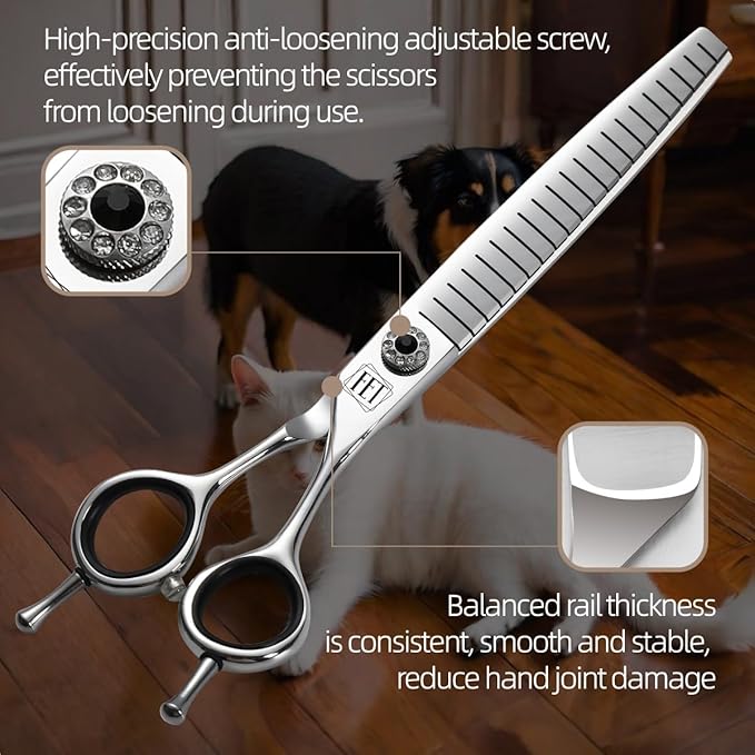 Dog Grooming Scissors: 7 inch Pet Fluffy Shears Made Of Japanese 440C Advanced Stainless Steel Professional Grooming Scissors for Dogs Cats and Other Pets
