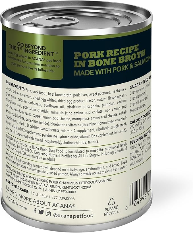 ACANA Premium Chunks Pork Recipe in Bone Broth Wet Dog Food