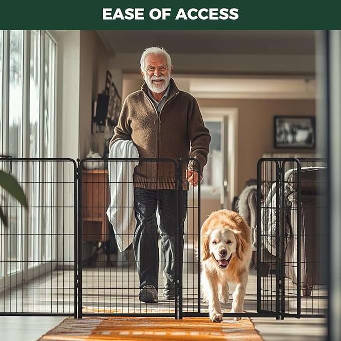 FXW Homeplus Unleashed Indoor Dog Playpen - Stress-Free and Safe Play, Heavy Duty 45 Inch 8 Panels Dog Pen for Large Dogs, Black│Patented