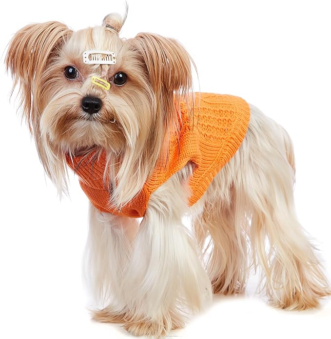 Stretchy Cat Sweater - 17 Colors & 6 Sizes | Snug Winter-Ready Knit for Boy/Girl Cats & Kittens(Orange, X-Small)