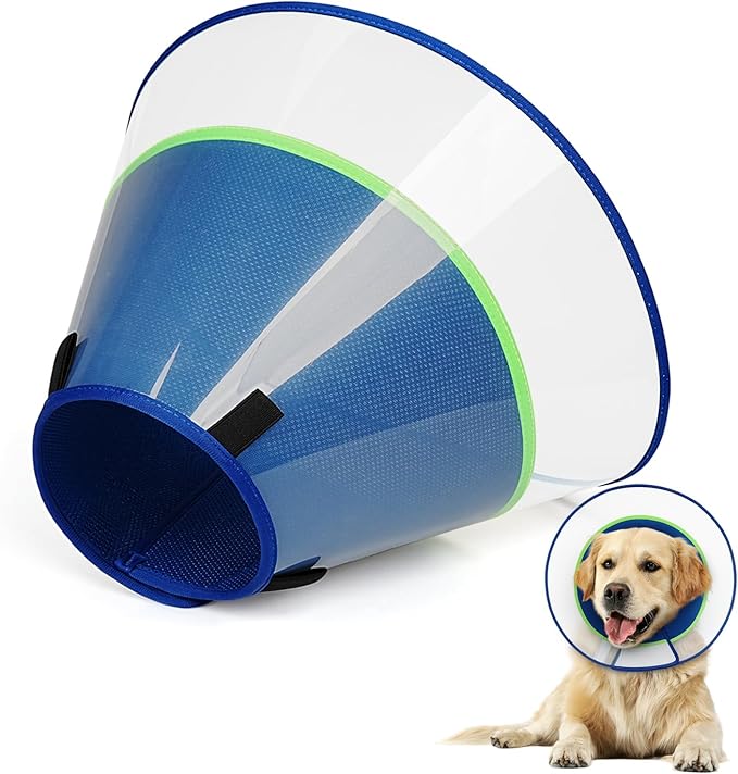 Dog Cone Collar with Soft Padding to Stop Licking, Elizabeth Recovery Collar After Surgery for Large Medium Small Dogs, Comfortable Pet Head Cone Alternative for Neutering Spay Injury(M)