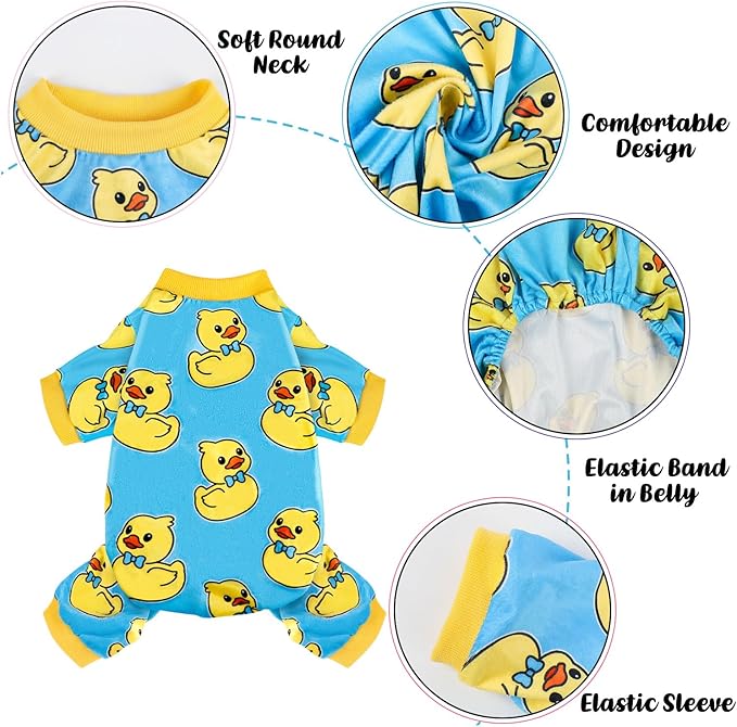 4 Pack Dog Pajamas Soft Lightweight Dog Recovery Suit Onesie Clothes for Small Medium Female Boys Girls Dogs Cats (XL (Back: 16",Chest: 20.8", Neck: 12"), Unicorn,Pig,Strawberry,Duck)