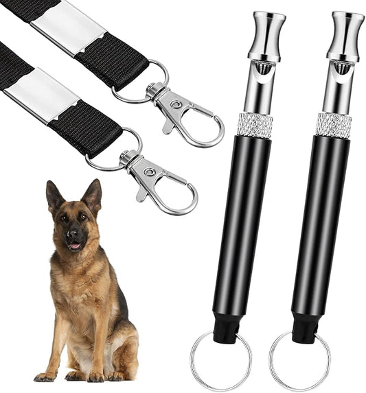 2 Pack Dog Whistle to Stop Barking Neighbors Dog, Dogs Whistle Training Whistles with Lanyard Adjustable Ultrasonic Silent Dogs Recall Whistles Effective Recall & Long Range (Black)
