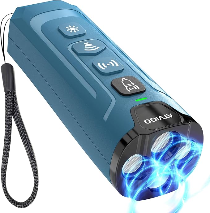 Dog Bark Deterrent Device - Ultrasonic Anti-Barking Devices with 3X Sonic Emitters, Up to 50FT Long Range & Rechargeable Bark Control - Safe for Dogs Training - Indoor & Outdoor (Blue)